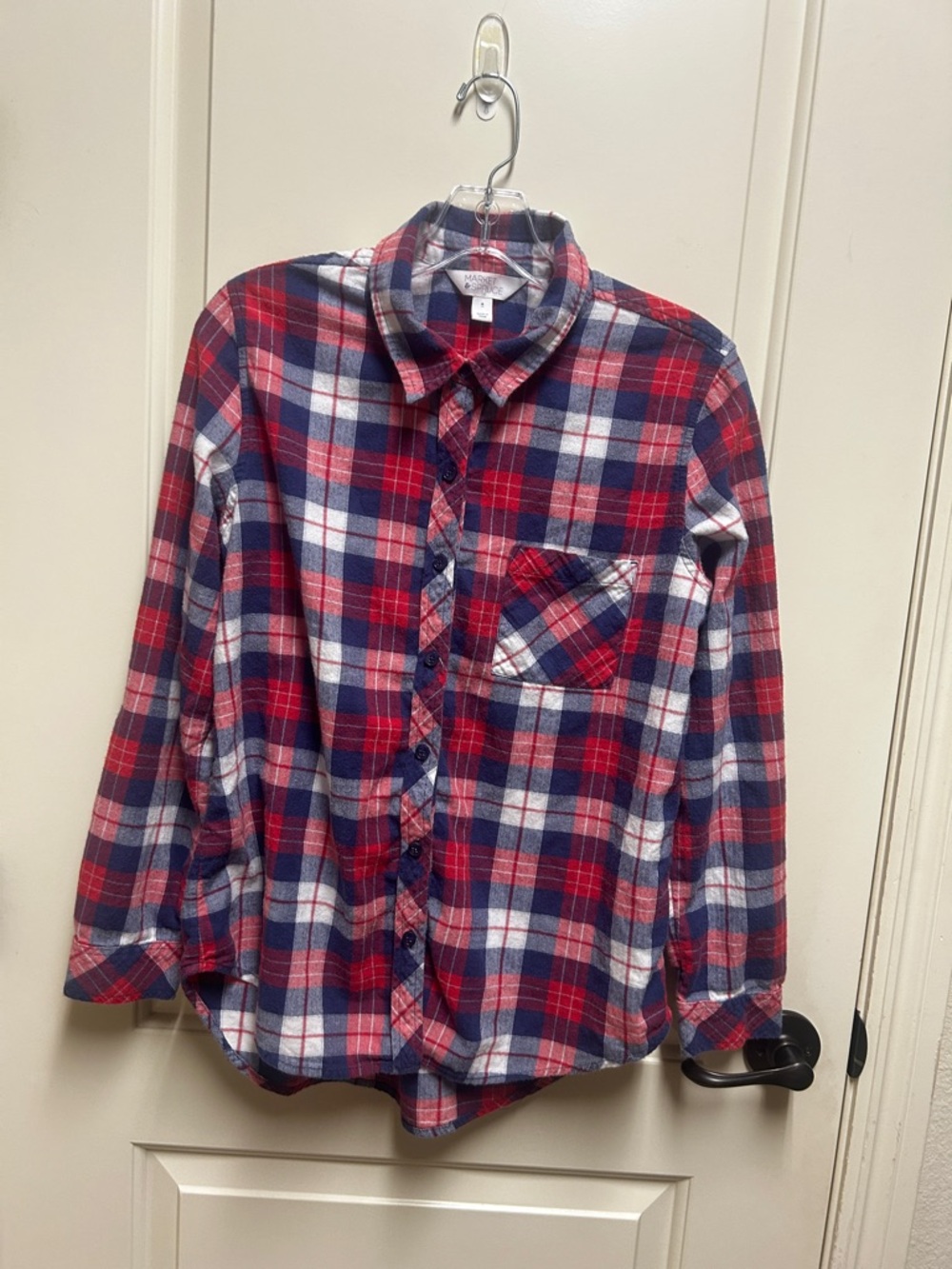 Market & Spruce Jillianne Red, Blue & White Plaid Button-Down Shirt - Picture 2 of 6